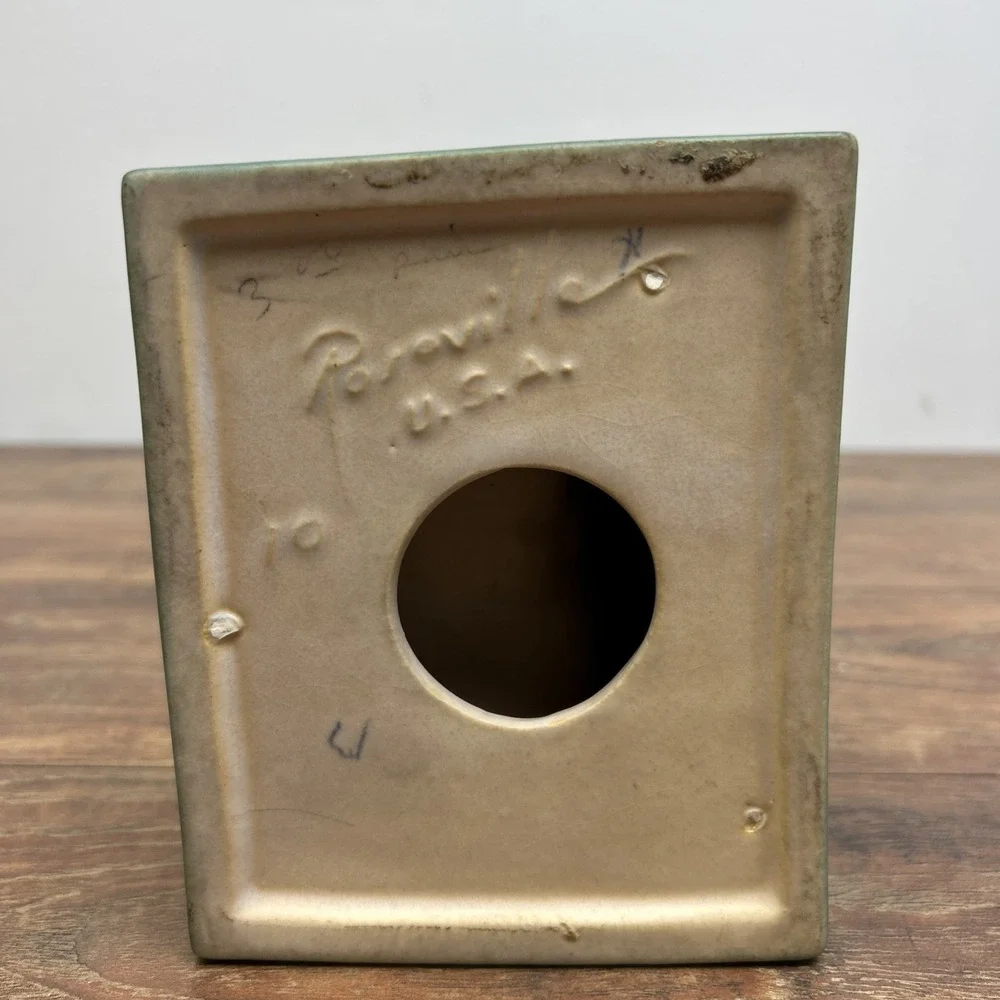 Roseville Pottery Foxglove Bookends Art‎ Pottery Ceramic Green Pink 5.75